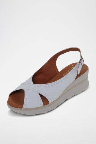 Sandales compensées en cuir - Blanc