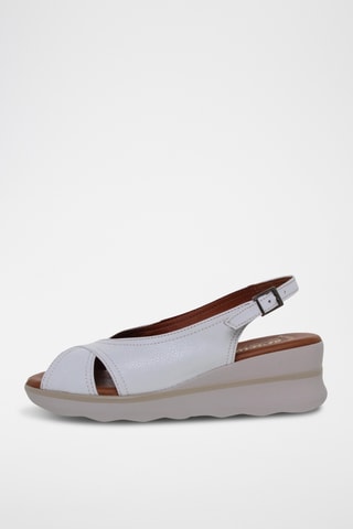 Sandales compensées en cuir - Blanc