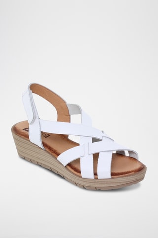 Sandales compensées en cuir - Blanc