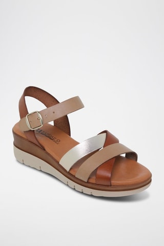 Sandales plateformes en cuir  Blusandal - Beige et marron