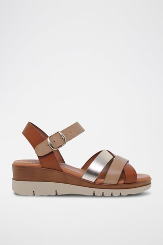 Sandales plateformes en cuir  Blusandal - Beige et marron