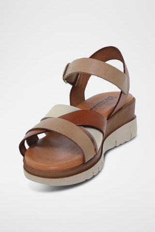 Sandales plateformes en cuir  Blusandal - Beige et marron