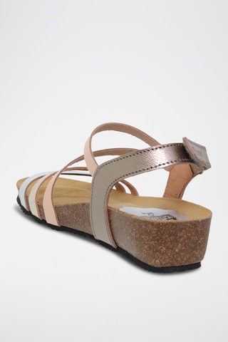 Sandales compensées en cuir - Argenté