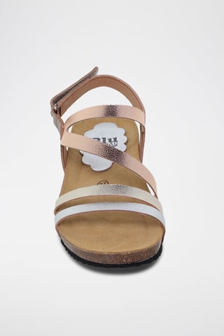 Sandales compensées en cuir - Argenté