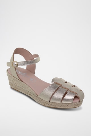 Sandales compensées en cuir - Argenté