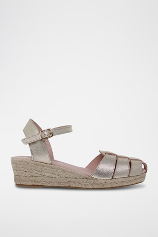 Sandales compensées en cuir - Argenté