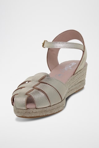 Sandales compensées en cuir - Argenté