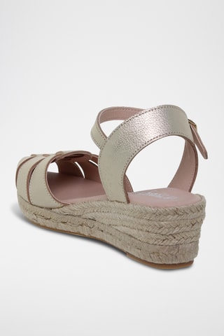 Sandales compensées en cuir - Argenté