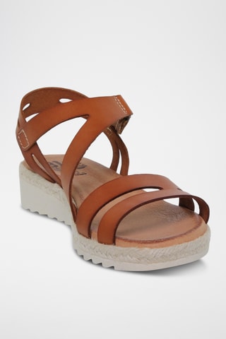 Sandales plateformes en cuir - Marron