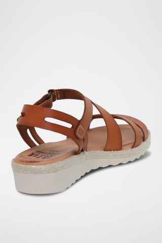 Sandales plateformes en cuir - Marron