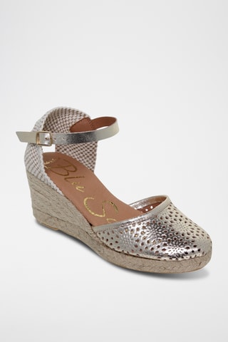 Espadrilles compensées en cuir - Argenté