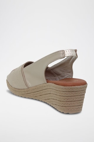 Sandales compensées en cuir - Beige et marron