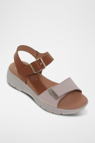 Sandales compensées en cuir - Multicolore