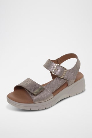 Sandales compensées en cuir - Argenté