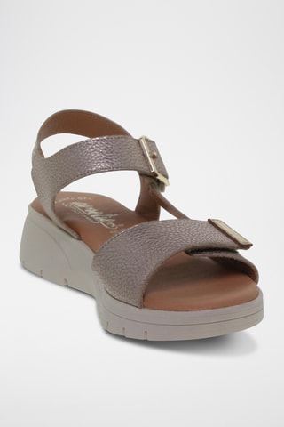 Sandales compensées en cuir - Argenté