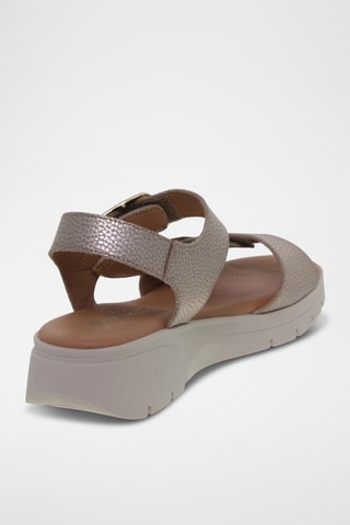 Sandales compensées en cuir - Argenté