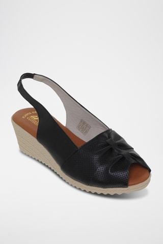 Sandales compensées en cuir - Noir