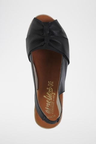 Sandales compensées en cuir - Noir