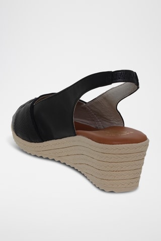 Sandales compensées en cuir - Noir