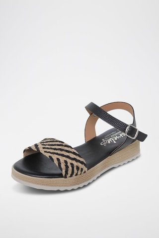 Sandales en cuir  Amelie - Noir et beige