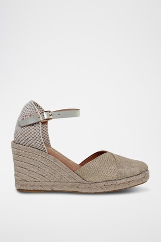 Espadrilles compensées en cuir - Argenté