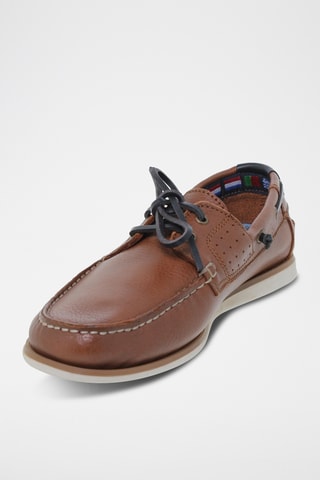 Chaussures bateau en cuir - Camel