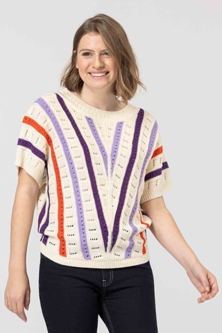 Pull - Blanc, orange et violet