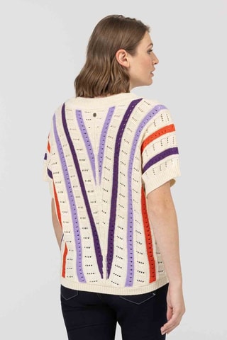 Pull - Blanc, orange et violet