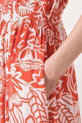 Robe midi - Blanc et orange