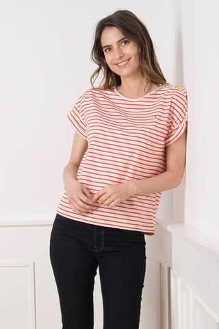 Camiseta - Blanco y naranja