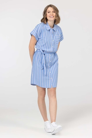 Robe chemise - Blanc, bleu et rose