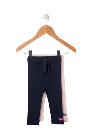 2 leggings Echeling - Bleu et rose