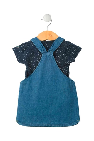 Robe salopette en jean et t-shirt Ezouli - Blanc, bleu et jaune