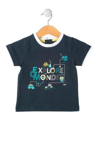 T-shirt Ezafio - Wit en blauw