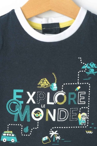 T-shirt Ezafio - Wit en blauw