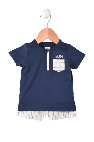 T-shirt en Short - Wit en blauw