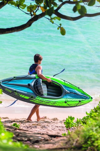 Kayak hinchable Challenger K1 - Verde y azul - Hasta 100 kg