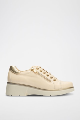 Sneakers con zeppa in pelle nappa - Beige