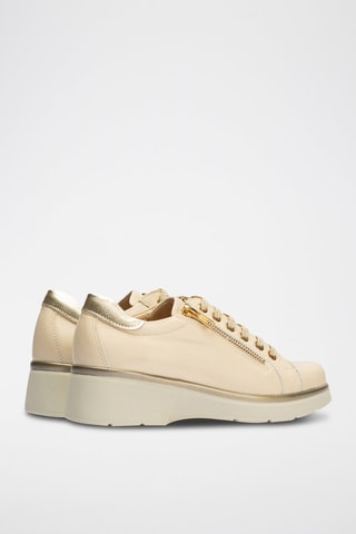 Sneakers con zeppa in pelle nappa - Beige