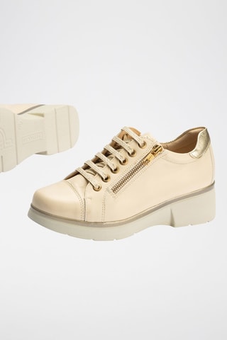 Sneakers con zeppa in pelle nappa - Beige