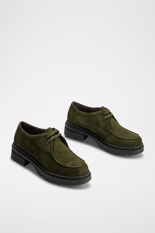 Stringate in pelle scamosciata - Verde