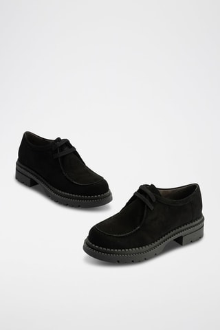 Stringate in pelle scamosciata - Nero