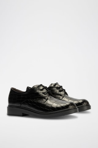 Stringate in pelle nappa - Nero