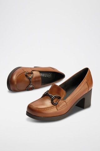 Mocassini con tacco in pelle nappa - Marrone