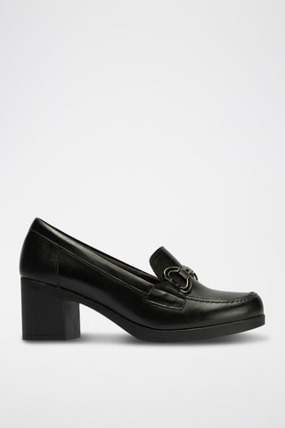 Mocassini con tacco in pelle nappa - Nero