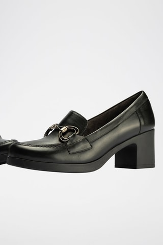 Mocassini con tacco in pelle nappa - Nero