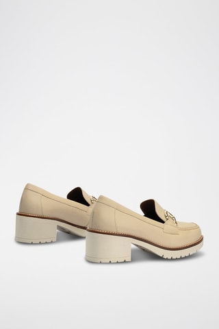 Mocassini con tacco in pelle nappa - Beige