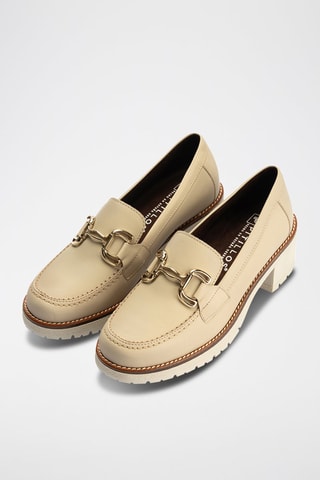 Mocassini con tacco in pelle nappa - Beige