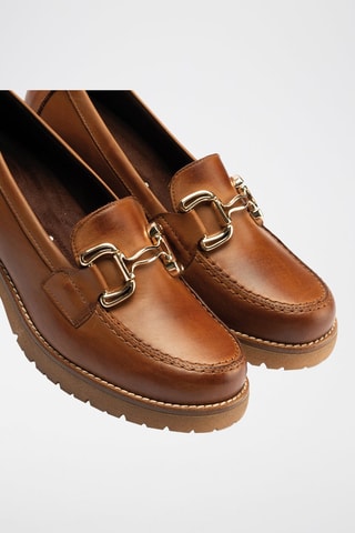 Mocassini con tacco in pelle nappa - Marrone