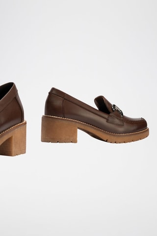 Mocassini con tacco in pelle nappa - Marrone